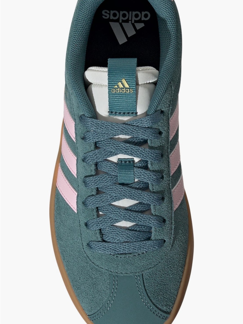 Adidas VL Court 3.0 Sneaker Teal Suede Sneakers with Pink Stripes
